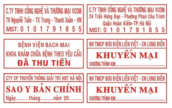  Khắc dấu mã số thuế tại Hà Nội giá rẻ